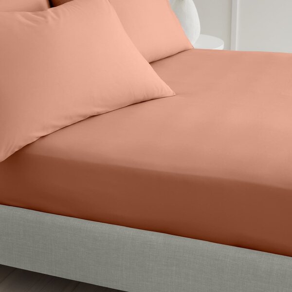 Napenjalna rjuha iz bombažnega perkala v barvi terakote 90x190 cm Cotton Percale – Bianca