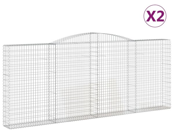 VidaXL Obokane gabion košare 2 kosa 400x30x160/180 cm pocinkano železo