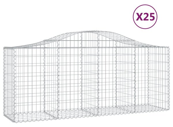 VidaXL Obokane gabion košare 25 kosov 200x50x80/100 cm cinkano železo