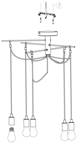 Eglo 98679 - Lestenec na vrvici MUSARA 6xE27/60W/230V