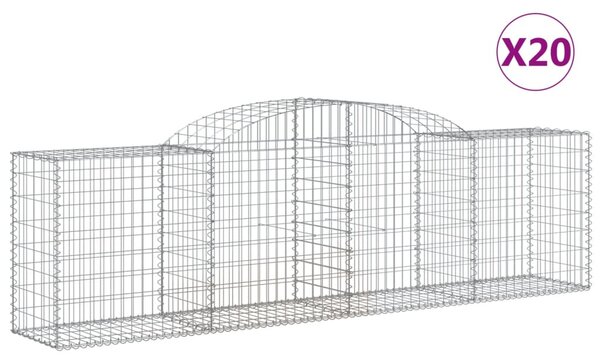 VidaXL Obokane gabion košare 20 kosa 300x50x80/100 cm pocinkano železo