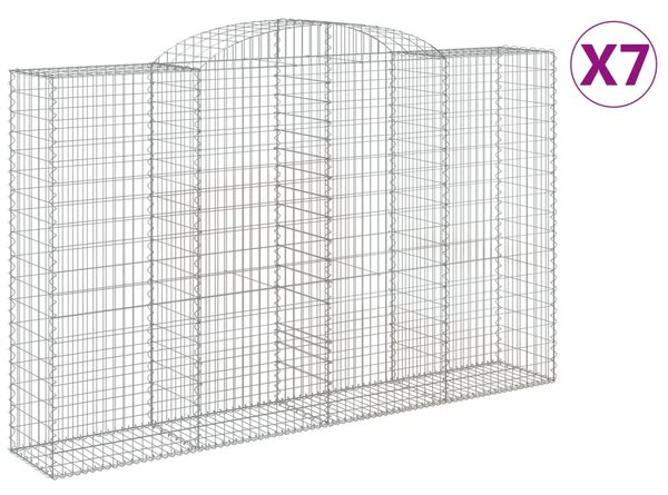 VidaXL Obokane gabion košare 7 kosov 300x50x180/200cm pocinkano železo