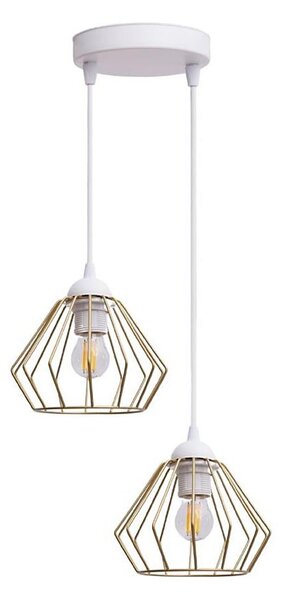 Lestenec na vrvici CEED GOLD 2xE27/60W/230V pr. 28 cm bela/zlata