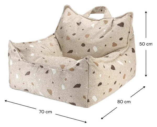 Svetlo rjava otroška vreča za sedenje iz tkanine bouclé in šenilje Terrazzo Chair – Wigiwama