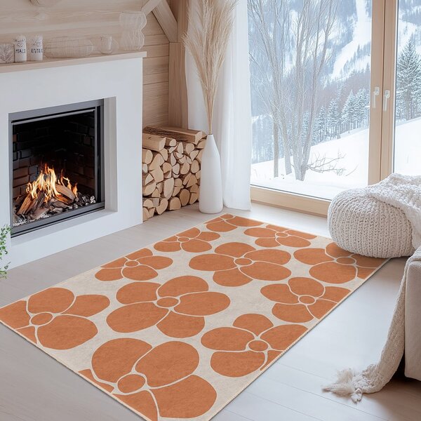 Oranžen pralen tekač 60x230 cm Orange Meadow – Mila Home
