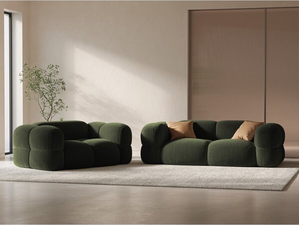 Zelena žametna sedežna garnitura 180 cm Loretto – Cosmopolitan Design