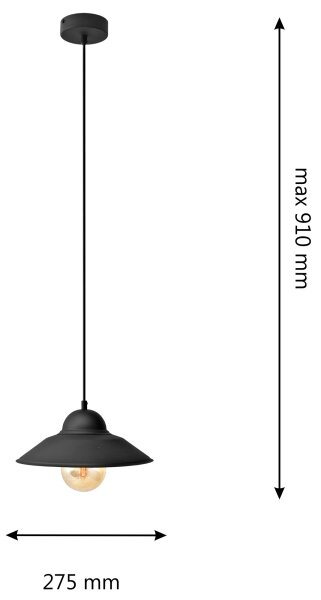 Lestenec na vrvici SORAPIS 1xE27/15W/230V črna