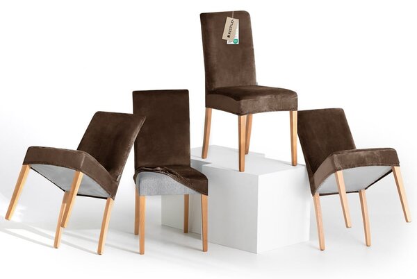 Rjave raztegljive prevleke v kompletu 4 ks za stol 48 cm Sento – Restilo