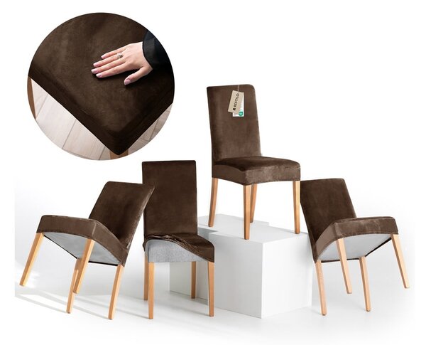 Rjave raztegljive prevleke v kompletu 4 ks za stol 48 cm Sento – Restilo