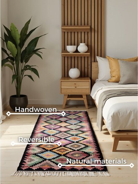 Obojestranski ročno tkan volnen tekač 60x190 cm Kamal Zara – Nouristan