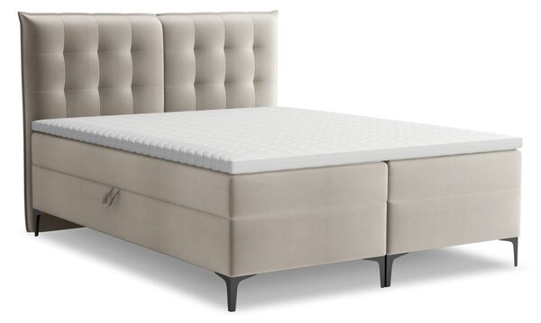 Sivorjava boxspring postelja s prostorom za shranjevanje 180x200 cm Mikana – Makamii