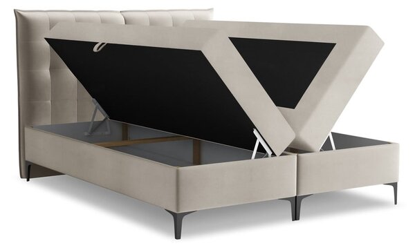 Sivorjava boxspring postelja s prostorom za shranjevanje 180x200 cm Mikana – Makamii