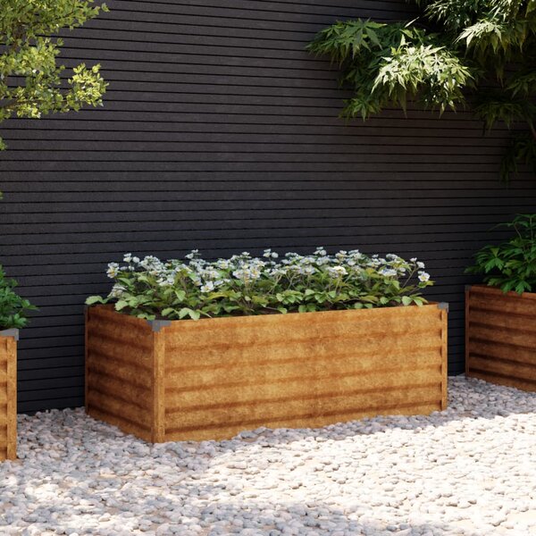 VidaXL Vrtna visoka greda 100x50x36 cm corten jeklo