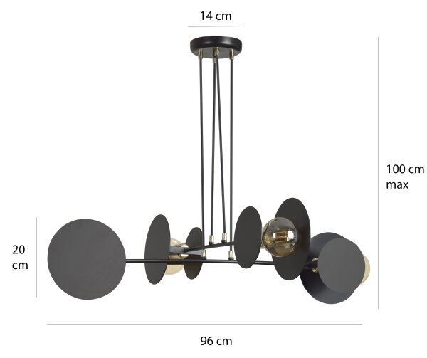 Lestenec na vrvici IDEA 4xE27/15W/230V črna