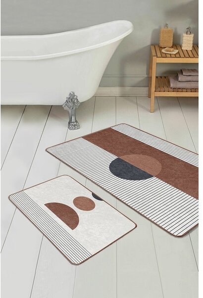 Bele/rjave kopalniške preproge v kompletu 2 ks 60x100 cm – Mila Home