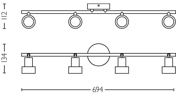 Philips - Reflektor CONDUIT 4xGU10/5W/230V črna/medenina