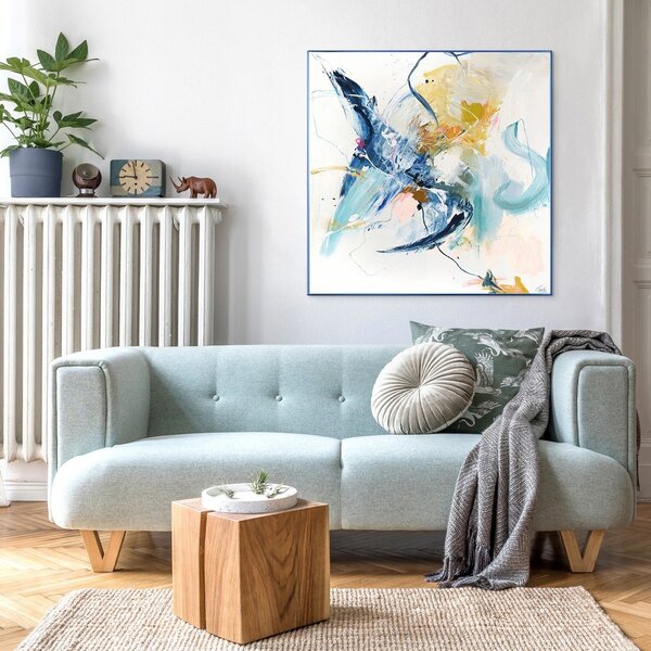 Slika z ročno naslikanimi elementi 102x102 cm Confidential Blue – Malerifabrikken
