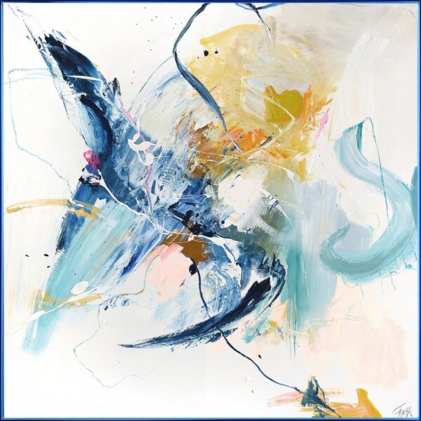 Slika z ročno naslikanimi elementi 102x102 cm Confidential Blue – Malerifabrikken