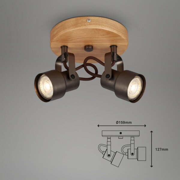 Briloner 2872-025R - LED Reflektor SPOTLIGHT 2xGU10/5W/230V rjava