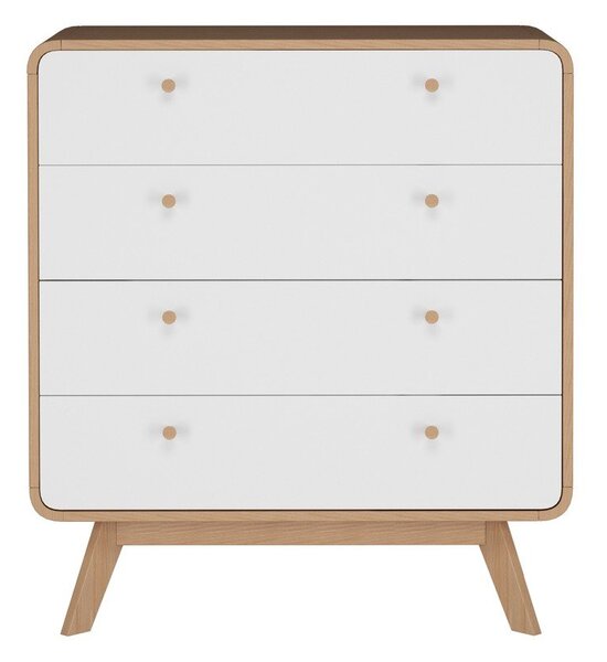 Bela visoka komoda v hrastovem dekorju 80x88 cm Caitlin – Støraa