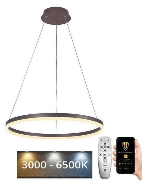 Brilagi - LED Zatemnitveni lestenec na vrvici CIRCLE LED/42W/230V 3000-6500K rjava + Daljinski upravljalnik