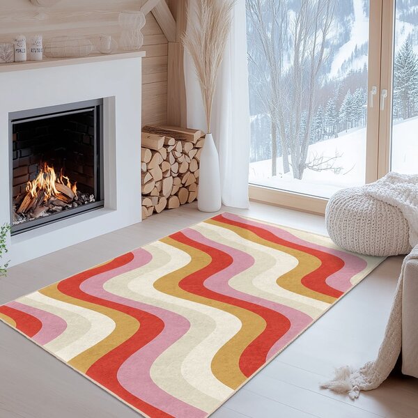 Rumen/rožnat pralen tekač 60x230 cm Creamy Raspberry Swirl – Mila Home