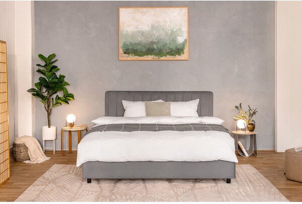 Siva oblazinjena zakonska postelja s prostorom za shranjevanje z vzmetnico in letvenim dnom 160x200 cm Myra Slim Line – Bonami Selection