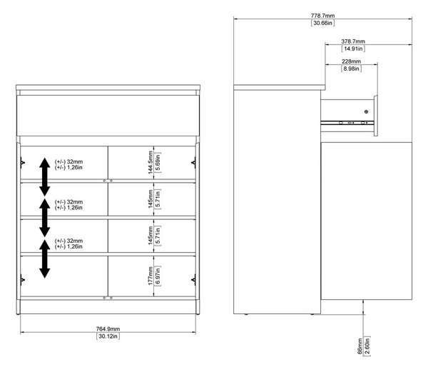 Komoda v hrastovem dekorju 80x100x40 cm Naia – Tvilum