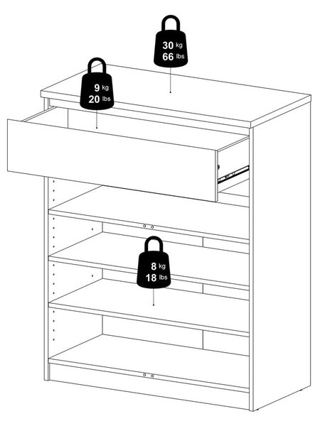 Komoda v hrastovem dekorju 80x100x40 cm Naia – Tvilum