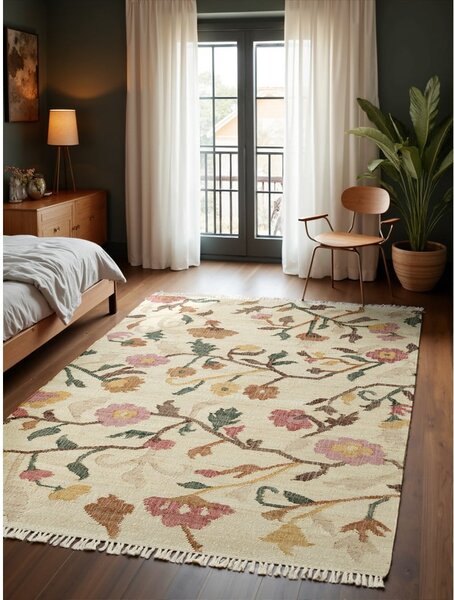 Kremno bela ročno tkana preproga iz jute 120x170 cm Roya Violette – Elle Decoration