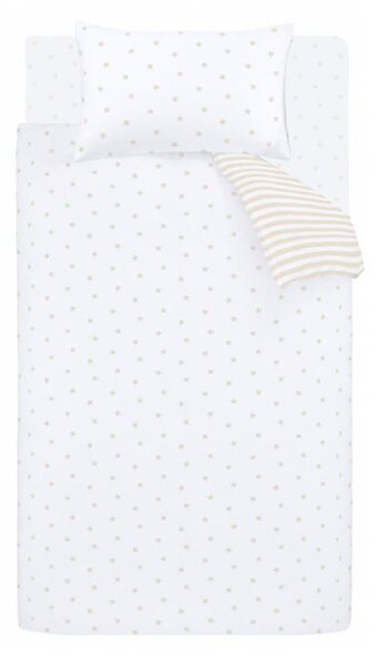 Bela/bež enojna bombažna otroška posteljnina 135x200 cm Mini Star & Stripes – Bianca