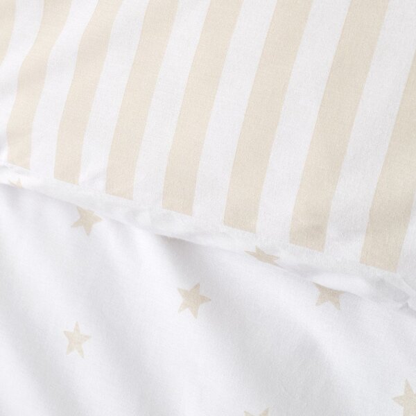 Bela/bež enojna bombažna otroška posteljnina 135x200 cm Mini Star & Stripes – Bianca
