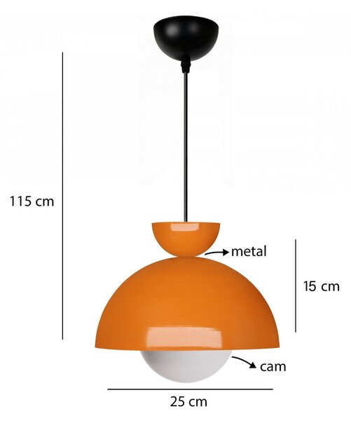 Oranžna viseča svetilka s kovinskim senčilom ø 25 cm Arta – Opviq lights
