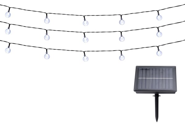 Grundig - LED Solarna veriga 100xLED/8 funkcij 15m topla bela