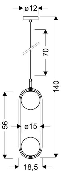 Lestenec na vrvici CORDEL 2xG9/28W/230V zlata