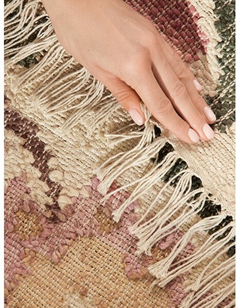 Kremno bel ročno tkan tekač iz jute 80x200 cm Roya Violette – Elle Decoration