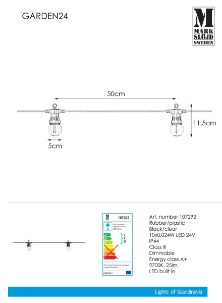 Markslöjd 107292 - LED Zunanja dekorativna veriga GARLAND GARDEN 10xLED 5,5m IP44