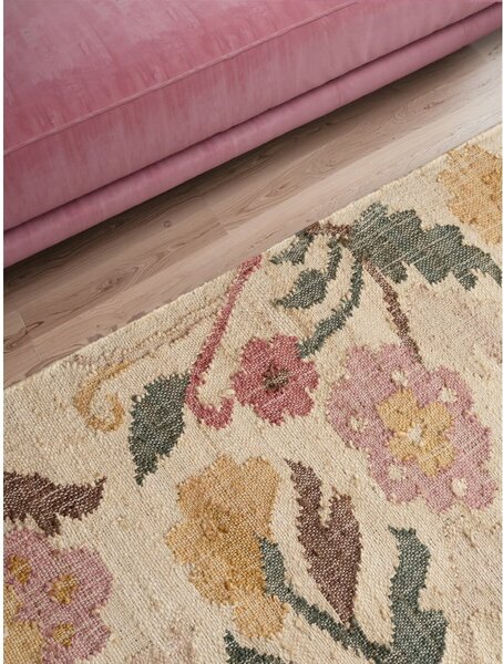 Kremno bel ročno tkan tekač iz jute 80x200 cm Roya Violette – Elle Decoration