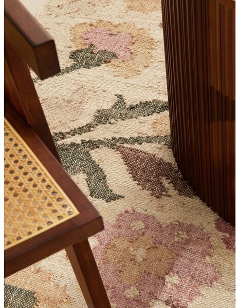Kremno bel ročno tkan tekač iz jute 80x200 cm Roya Violette – Elle Decoration