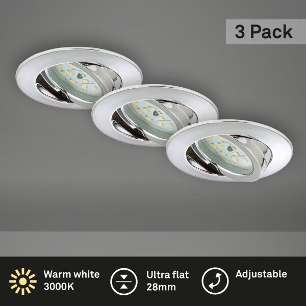 Briloner 7209-038 - SET 3x LED Kopalniška vgradna svetilka LED/5W/230V IP23