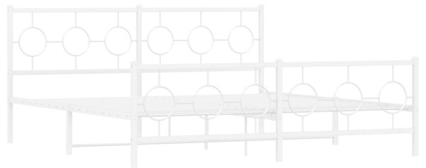 VidaXL Kovinski posteljni okvir z vzglavjem in vznožjem bel 183x213 cm