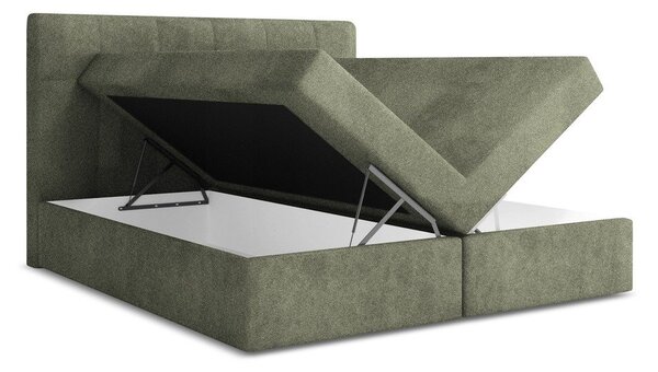 Zelena boxspring postelja s prostorom za shranjevanje 160x200 cm Palta – Makamii