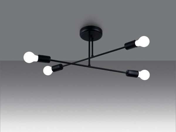 Sollux SL.1451 - Lestenec na drogu NORAH 4xE27/15W/230V črna