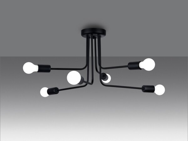 Sollux SL.1452 - Lestenec na drogu NORAH 6xE27/15W/230V črna