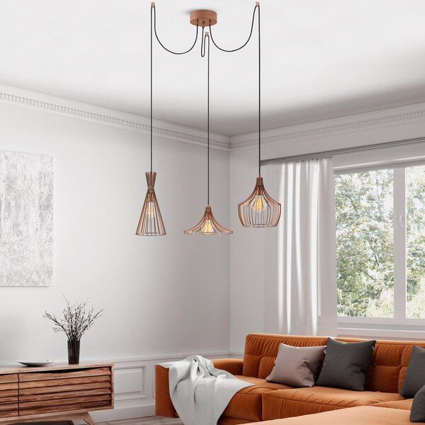 Bakrena viseča svetilka s kovinskim senčilom Mezopotamya – Opviq lights