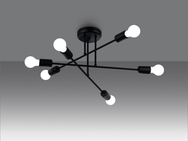 Sollux SL.1453 - Lestenec na drogu NORAH 6xE27/15W/230V črna