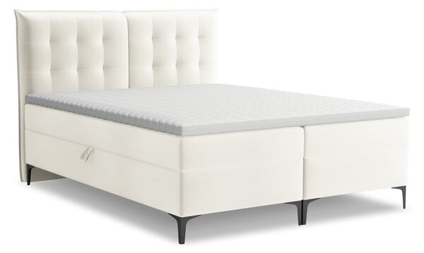 Kremno bela boxspring postelja s prostorom za shranjevanje 160x200 cm Mikana – Makamii