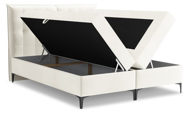 Kremno bela boxspring postelja s prostorom za shranjevanje 160x200 cm Mikana – Makamii
