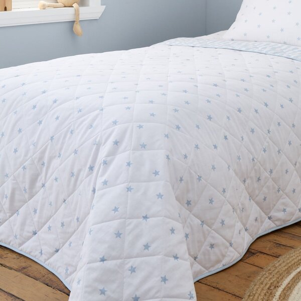 Belo/modro bombažno prešito otroško pregrinjalo 135x190 cm Mini Star & Stripes – Bianca