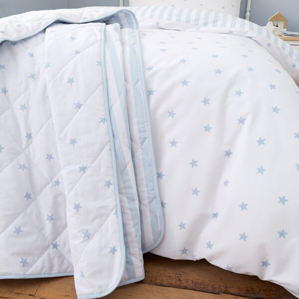 Belo/modro bombažno prešito otroško pregrinjalo 135x190 cm Mini Star & Stripes – Bianca